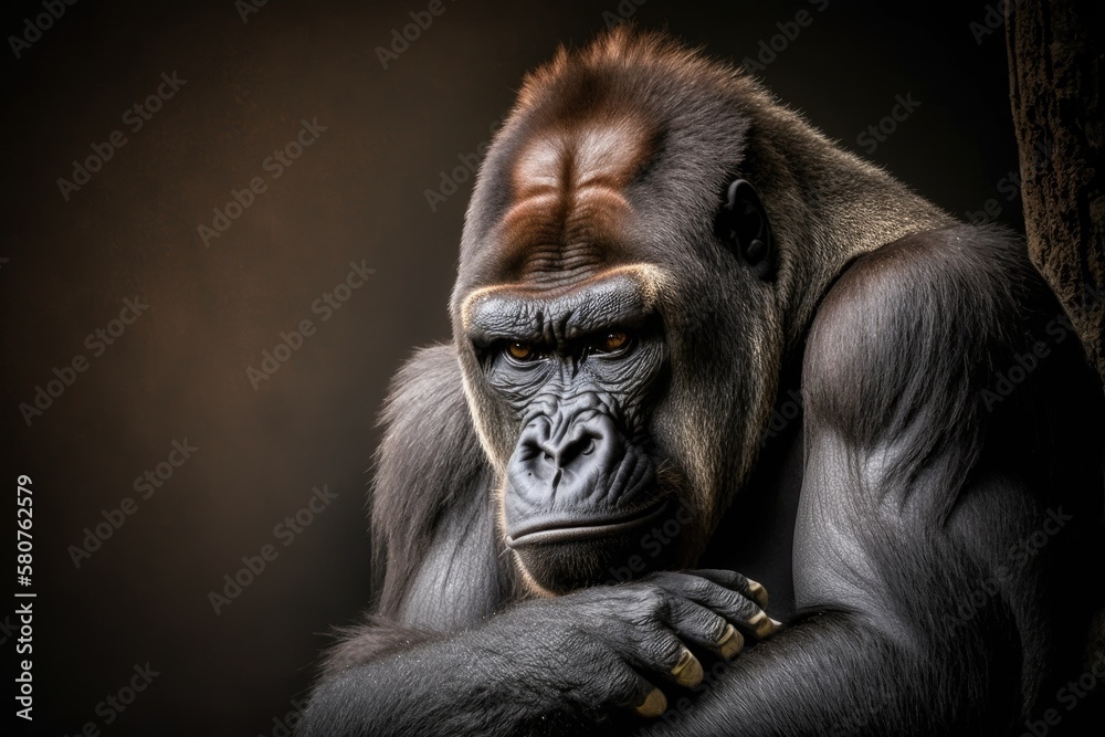A grumpy gorilla. Generative AI