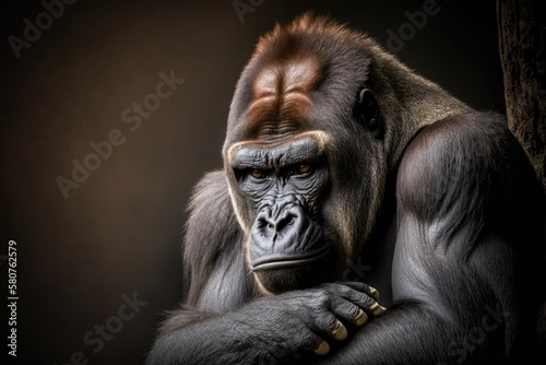 A grumpy gorilla. Generative AI