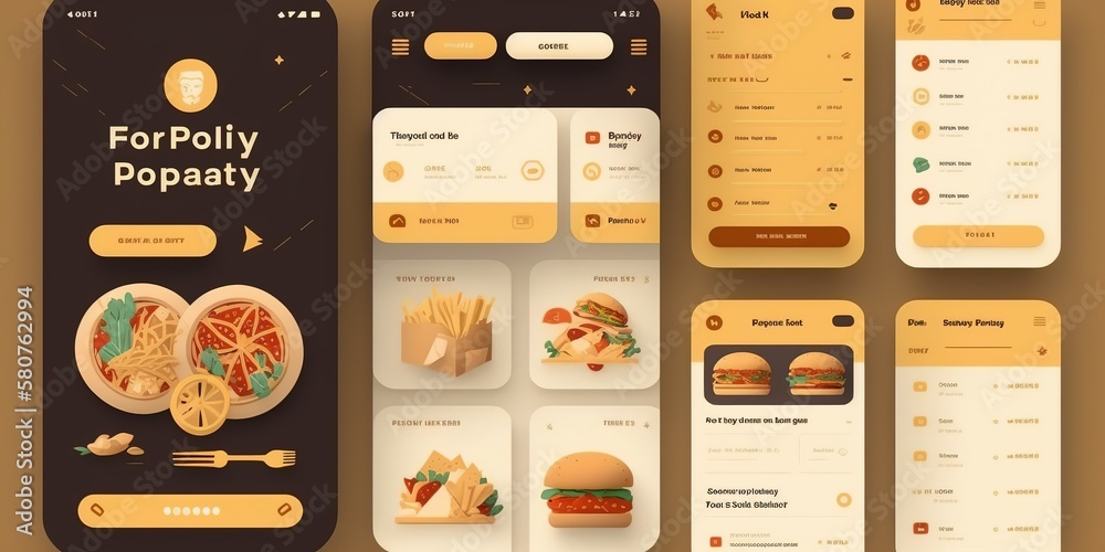 Food delivery mobile app kit template Material Design, UI, UX and GUI ...