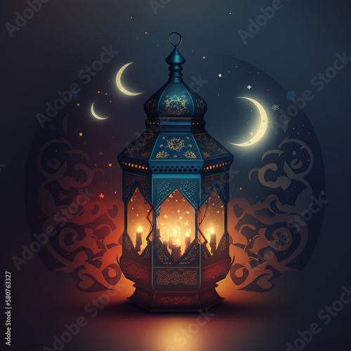 Arabic lantern, Ramadan Kareem background, Ai generative, رمضان كريم 
