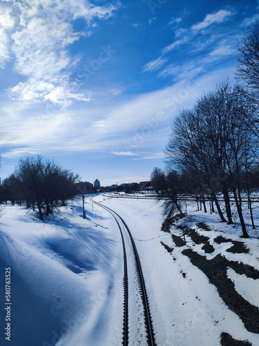 winter road in the snow