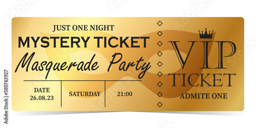 Vip ticket glittering lettering design, Night Party Poster, Dance Party Flyer, Musical Party Banner, Carnival Invitation. Admite one
