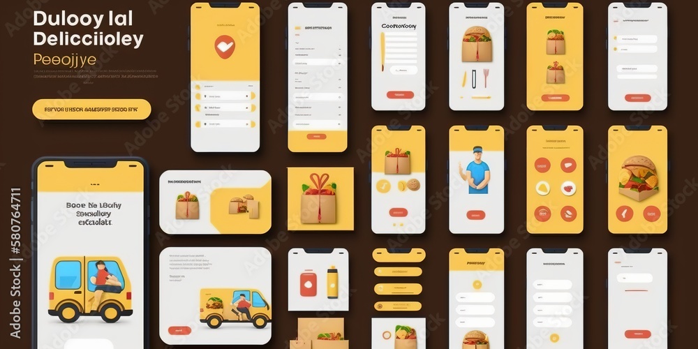 Gui Delivery App Food delivery mobile app kit template Material Design, UI, UX and GUI ...