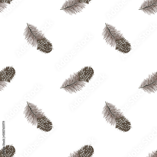Vector Easter pattern with quail feathers