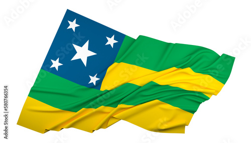 A bandeira do estado de Sergipe, região Nordeste, Brasil - Ilustração 3D