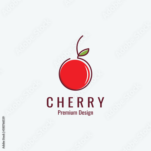 Cherry Fruit Logo Template. Vector Illustration Cherries Symbol.
