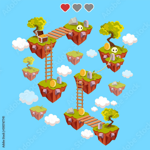 Stage game level map design for arcade computer and mobile phone