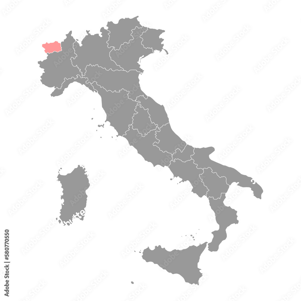 Aosta Valley Map. Region of Italy. Vector illustration.