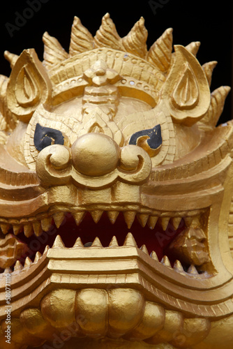 Singha creature representing strength and power at the entrance of Wat Amparam  Hua Hin. Thailand.