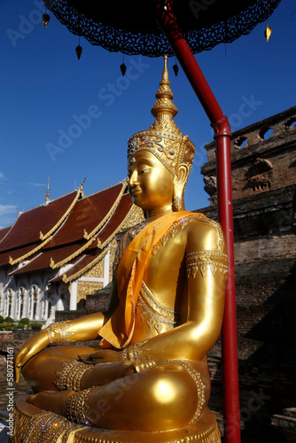 Buddha statue in Wat Chedi Luang  Chiang Mai. Thailand.