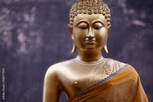 Detail of a Buddha statue in Wat Chedi Luang, Chiang Mai. Thailand.