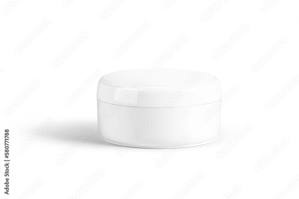 Blank white cream jar mockup isolated on white background. 3d rendering. Blank white cream jar mockup isolated on white background. 3d rendering.
