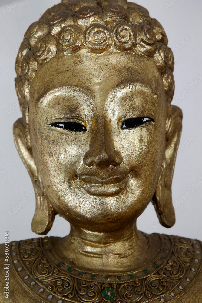 Smiling Buddha statue in Wat Tung Yu, Chiang Mai. Thailand.