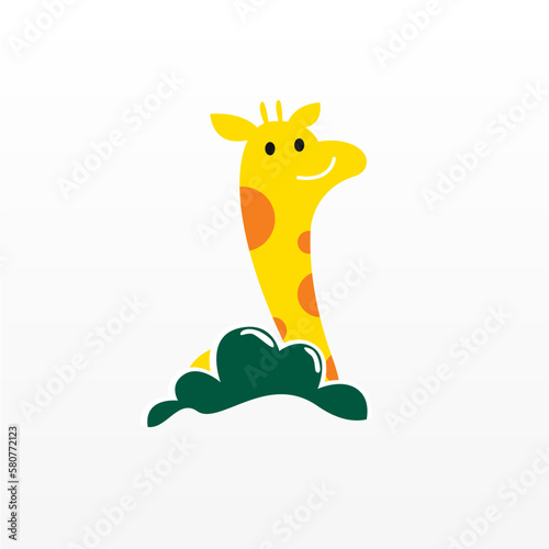 Simple logo design of giraffe. Giraffe logo template. Giraffe animal logo