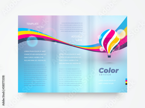 Fast print cmyk polygraphy printing theme Trifold Cover design template vector