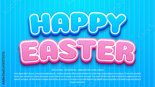 Happy easter 3d bold editable text effect