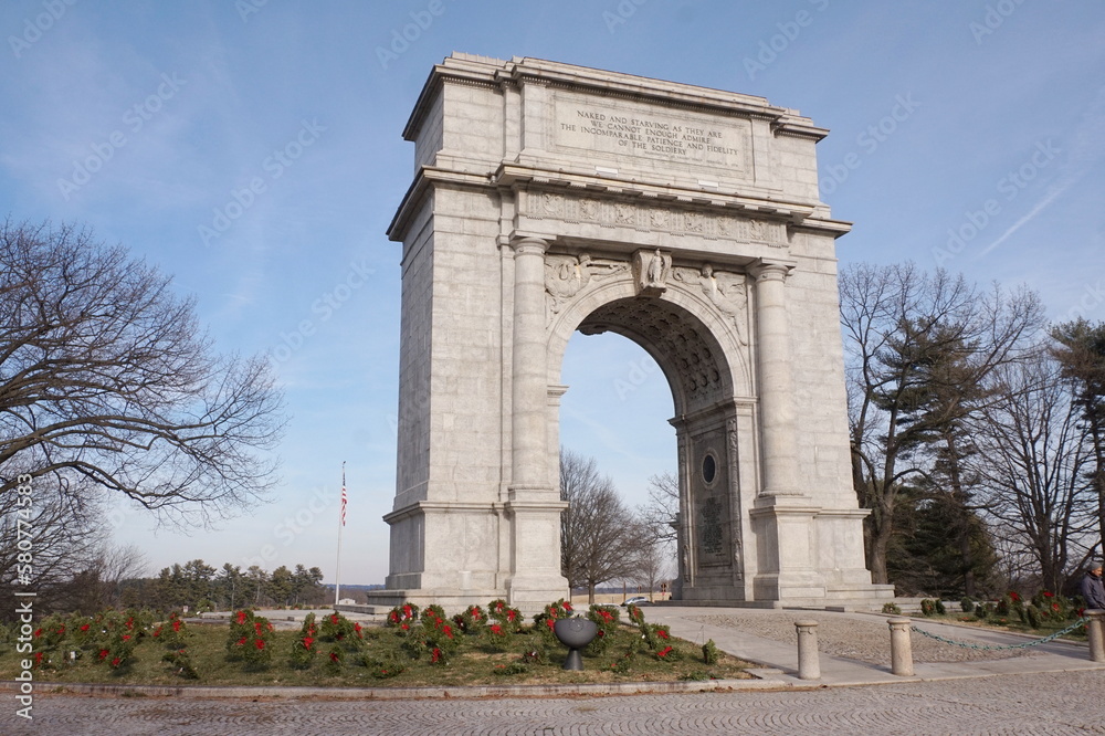 Wreaths layed Beneath the Valley Forge Arch