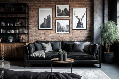 Sleek and Contemporary: A Leather Sofa for Modern Living Room with Warm Terracotta Walls