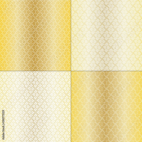 gold white seamless scroll geometric vector patterns