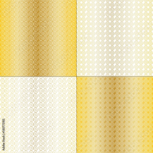 gold white seamless scroll vector patterns