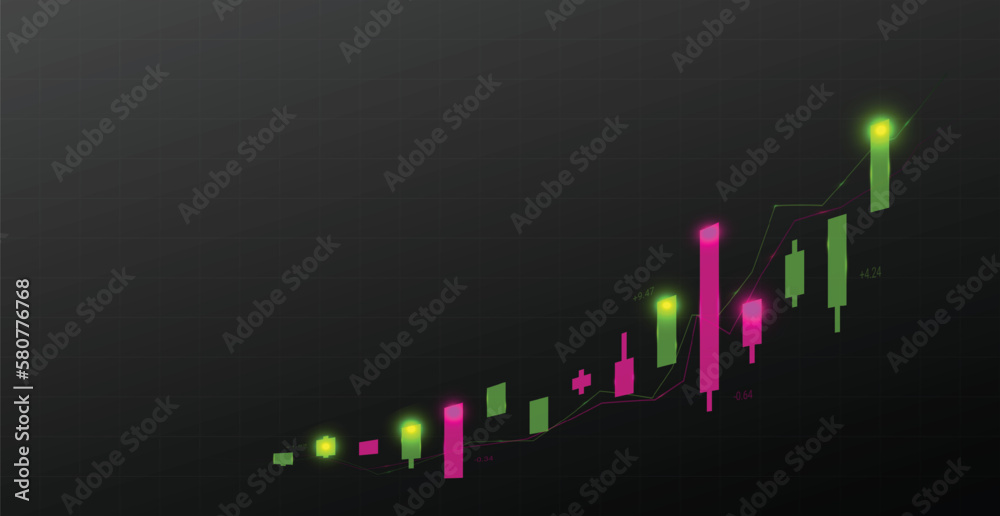 Stock Market Trading Background. Wallpaper. Finance Banner. Graph. Vector Illustration
