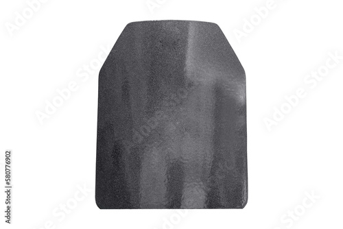 Plate armor made of bulletproof material, isolated on a white background. Shield for protection from shotgun blasts and bullets