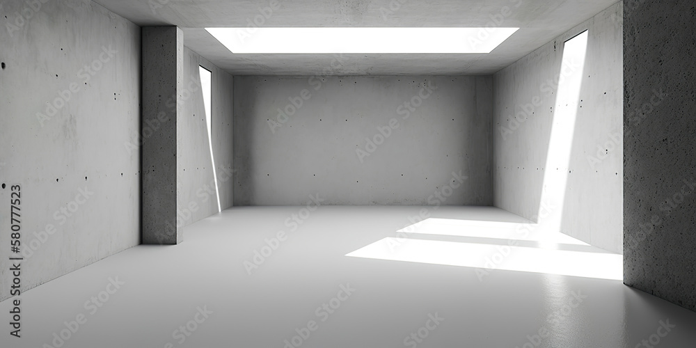 empty abstract grey concrete room with wall and window, generative ai empty abstract grey concrete room with wall and window, generative ai