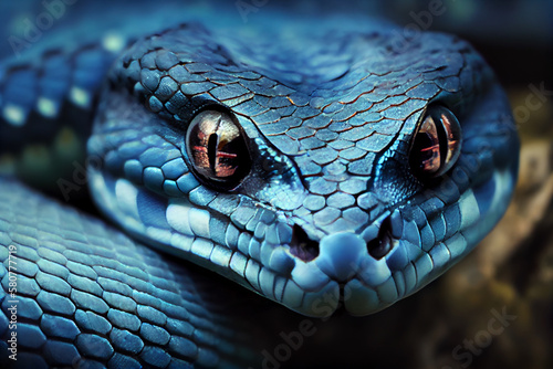 Blue serpent face - generative ai