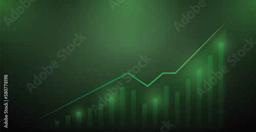 Green Stock Market Trading Background. Wallpaper. Finance Banner. Graph. Vector Illustration
