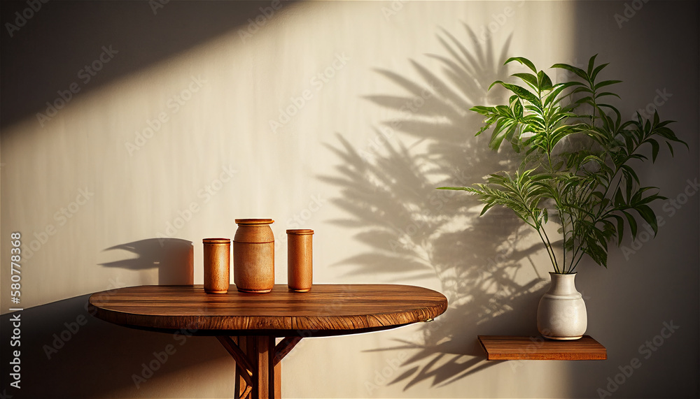 Empty wooden table for product display in front, Generative AI Empty wooden table for product display in front, Generative AI