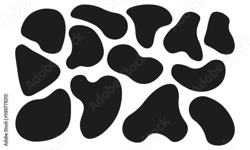 Organic blobs set icon. Random shapes cube drop