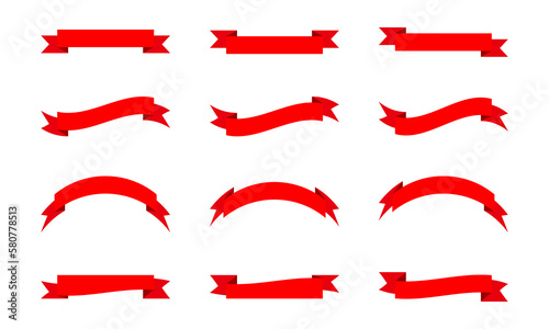 Ribbon banner set. Ribbons collection. Red ribbons. Vector ribbon