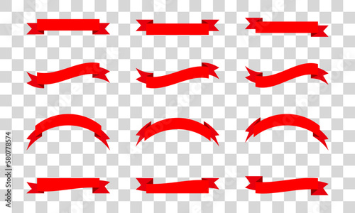 Ribbon banner set. Ribbons collection. Red ribbons. Vector ribbon