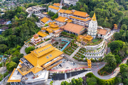 Kek Lok Si Temple aerial photo on Penang island in Malaysia photo