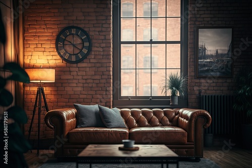 Sleek and Contemporary: A Leather Sofa for Modern Living Room with Warm Terracotta Walls