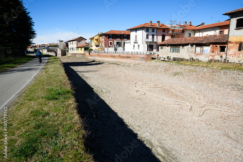 Bernate Ticino MI, Italy - 03 11 2023 :Naviglio Grande dry due to the prolonged drought