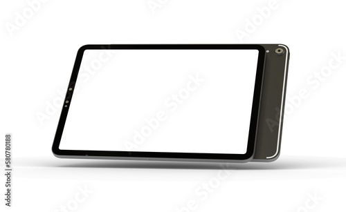 Cuadro en lienzo Black tablet computer with blank screen, isolated on white background