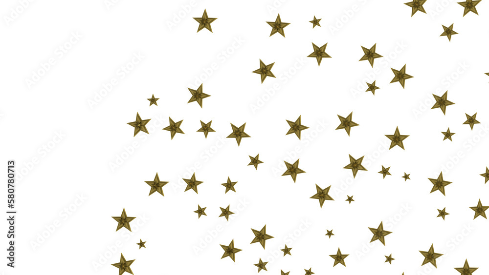 Banner with golden decoration. Festive border with falling glitter dust and stars.