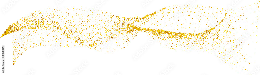 Gold glitter abstract stroke wave swash shiny shape. Luxury illustration element.