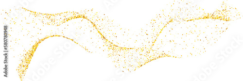 Gold glitter abstract stroke wave swash shiny shape. Luxury illustration element.