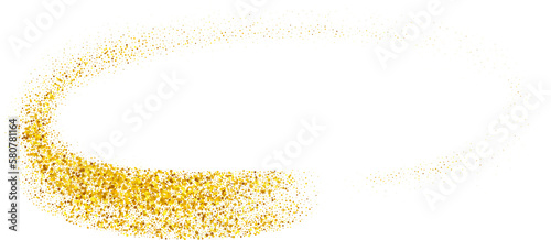 Gold glitter abstract stroke wave swash shiny shape. Luxury illustration element.