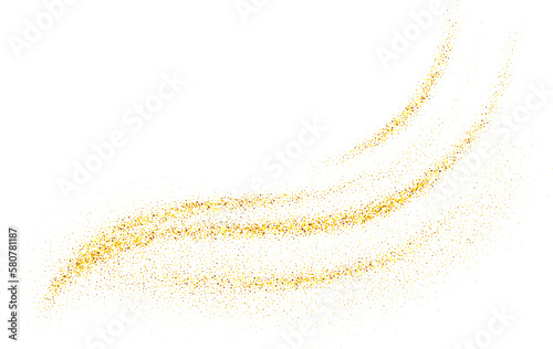 Gold glitter swash shiny  stroke shape, luxury  party element
