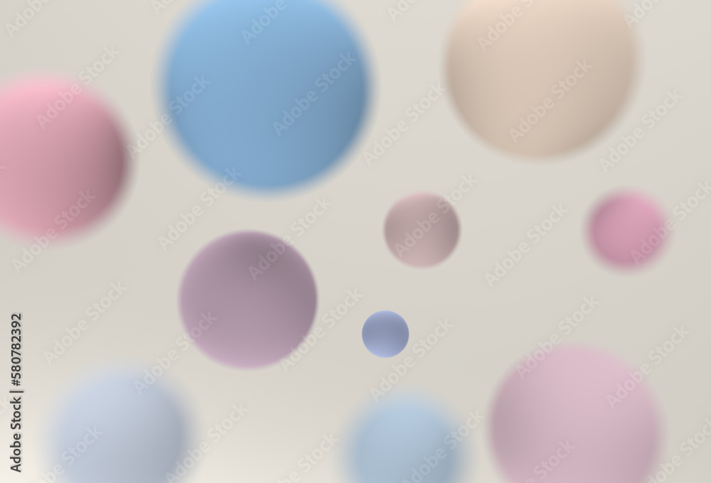 3D Image of Delicate Ball Background - Pastel Sphere with DOF Effect - Light Elegant Graphic Design Backdrop