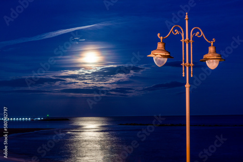 Full moon on the sea at night