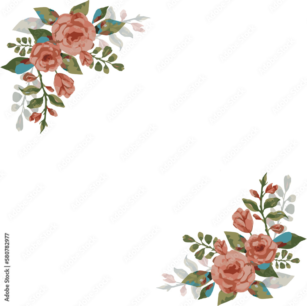 Watercolor floral illustration bouquet set collection of green blush