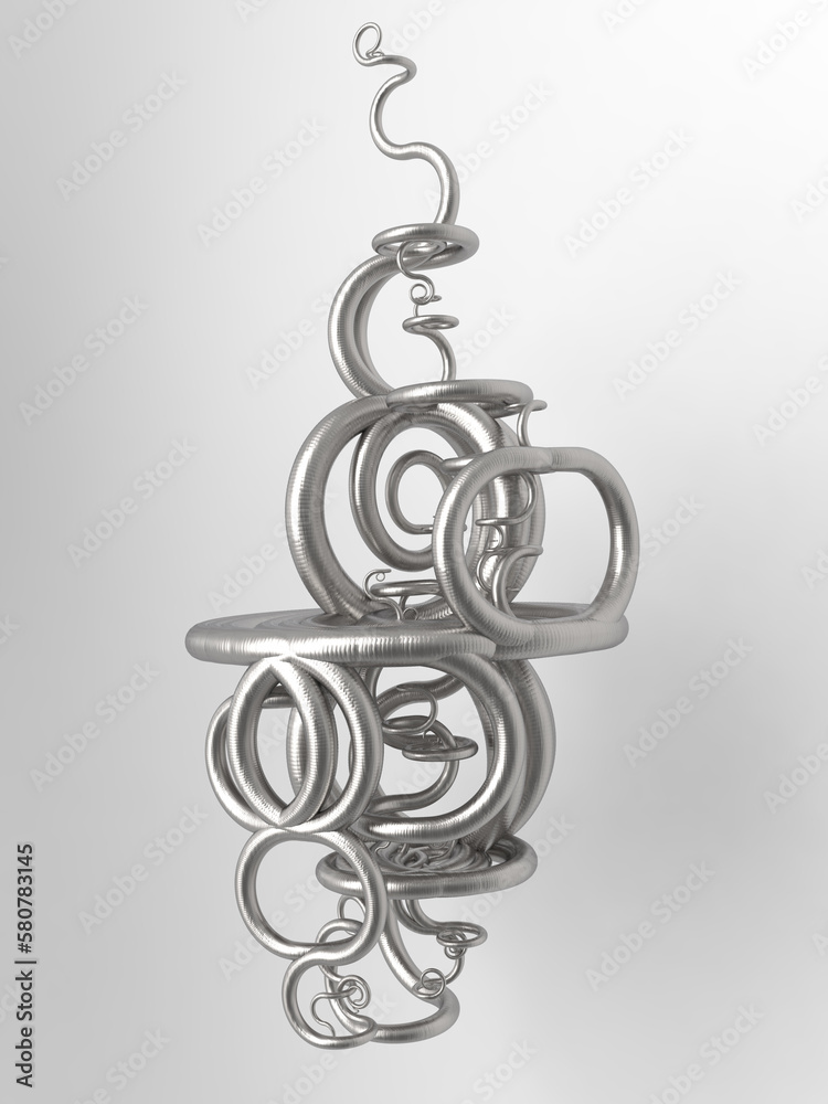 Obraz premium Mathematical Morphology 3D System - 3D Image Tentacles Aesthetic Template - Generative Plexus Graphic Design 