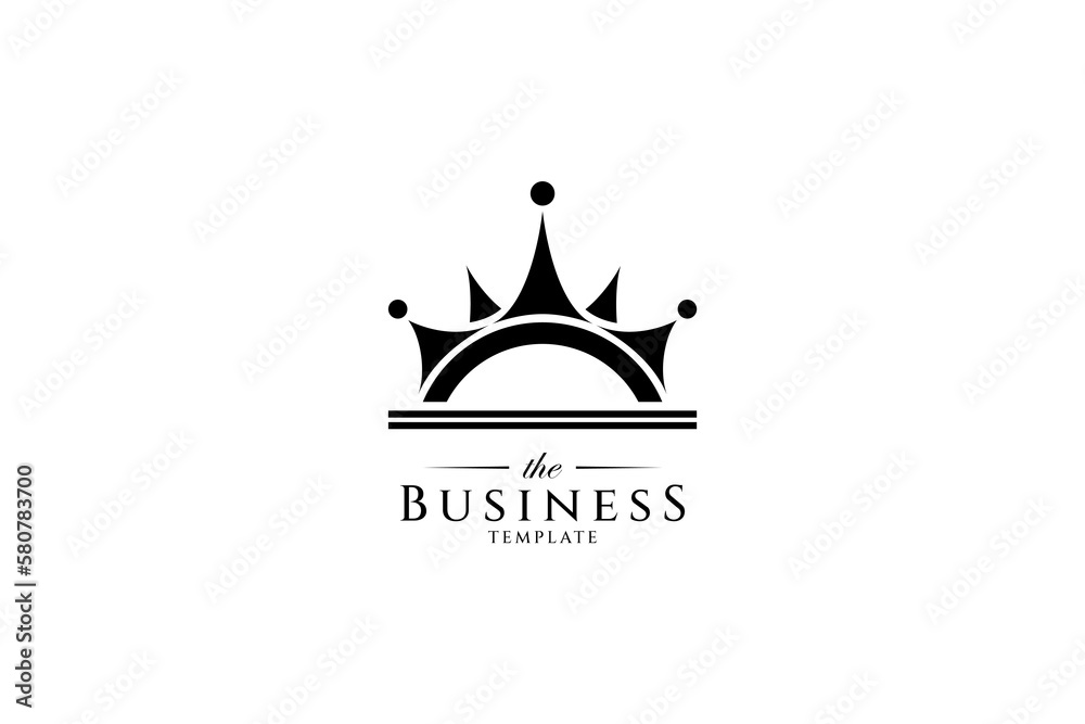 A creative logo design where the shape of the crown is combined with the shape of the sun in a simple flat concept. A creative logo design where the shape of the crown is combined with the shape of the sun in a simple flat concept.
