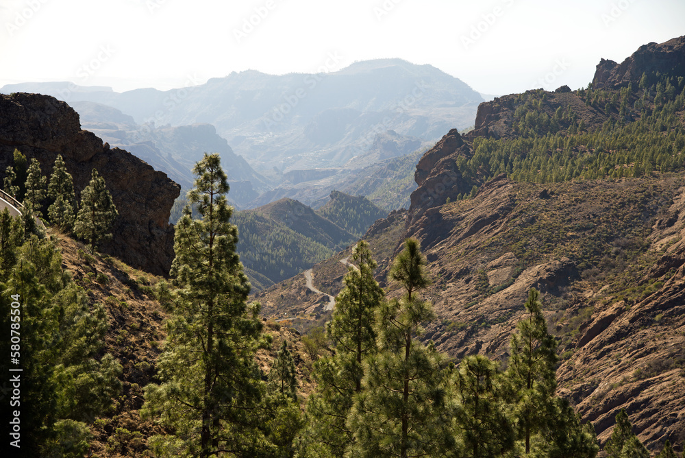 view from Roque Nublo on The Soria Valley, view from Roque Nublo on The Soria Valley,