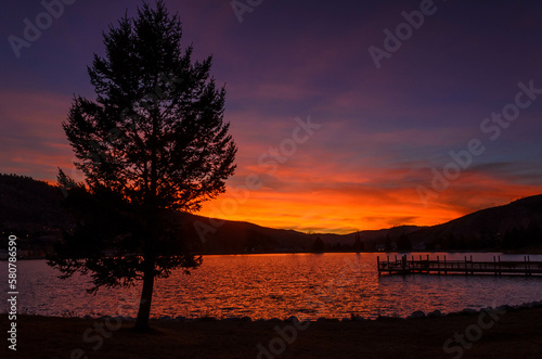 Nottingham Lake at sunset in Avon  Colorado. High quality photo