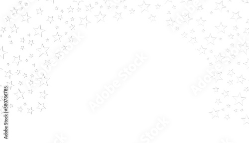 XMAS Stars - Banner with silver decoration. Festive border with falling glitter dust and stars.